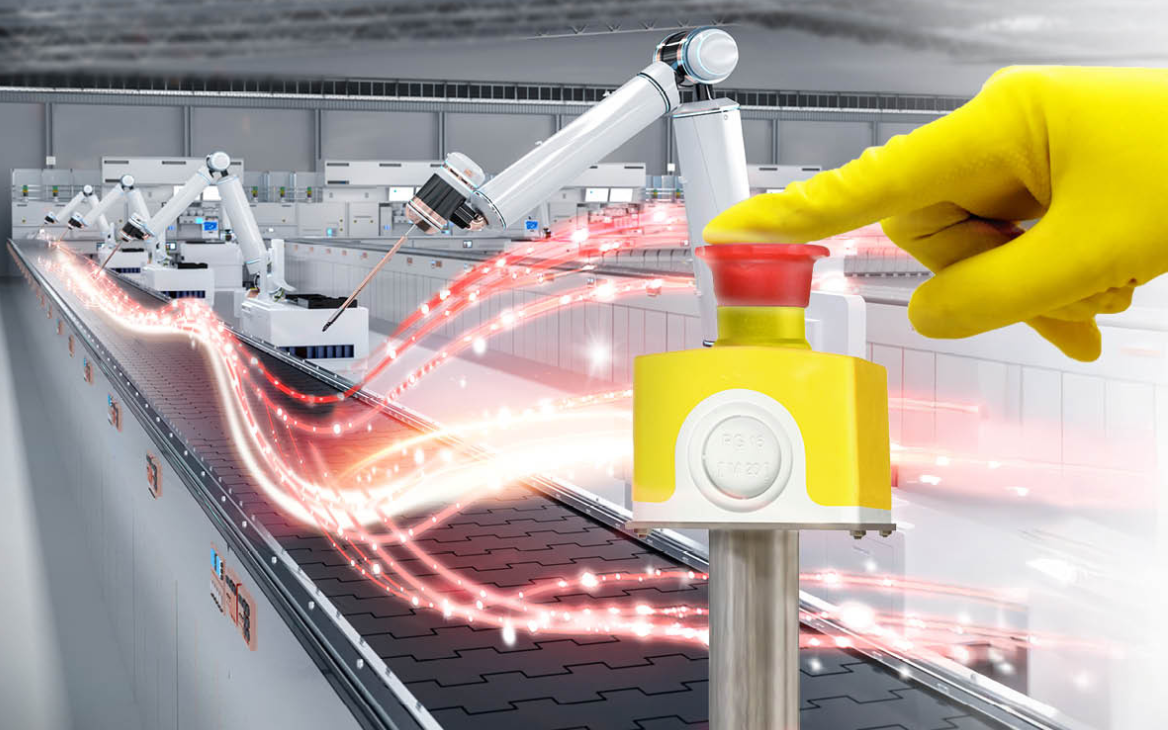 Fabriek productie industrie veiligheids button