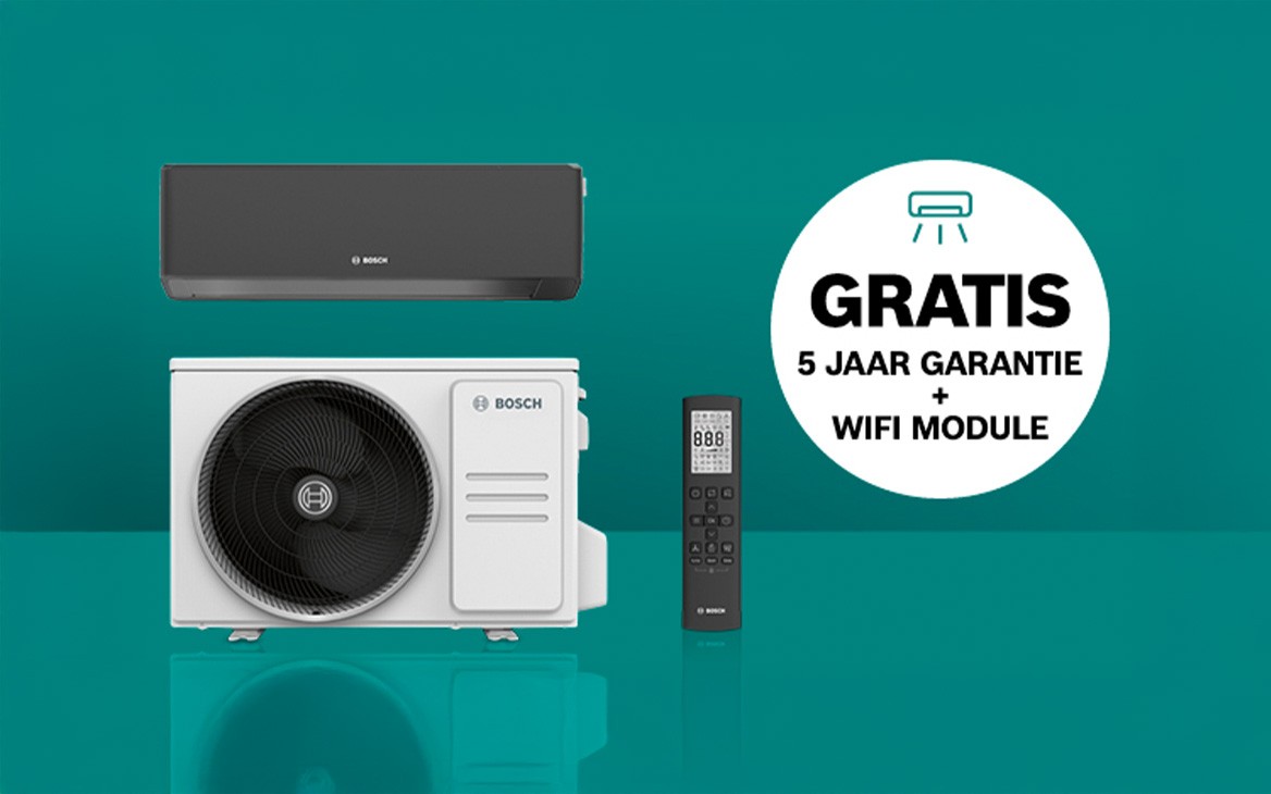 Bosch Climate airco’s: nu standaard 5 jaar garantie en tijdelijk gratis WiFi-module bij de 3000i en 6000i modellen
