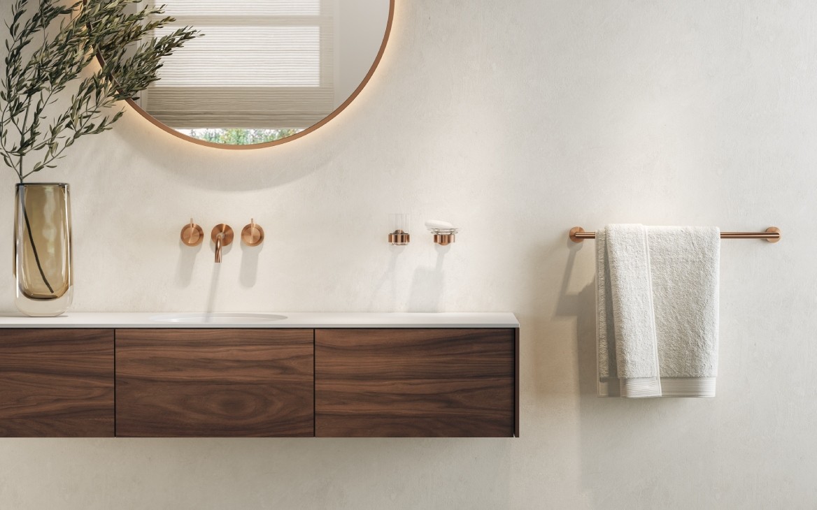 badkamer accessoires brons kraan 